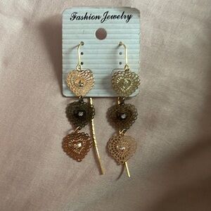 3 heart piece stainless steel earrings